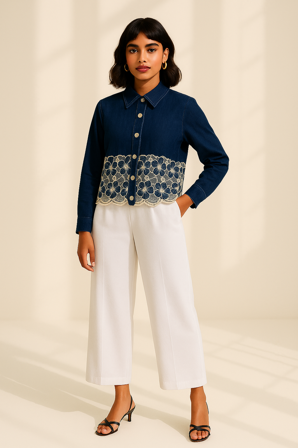 Flora Denim Lace Set