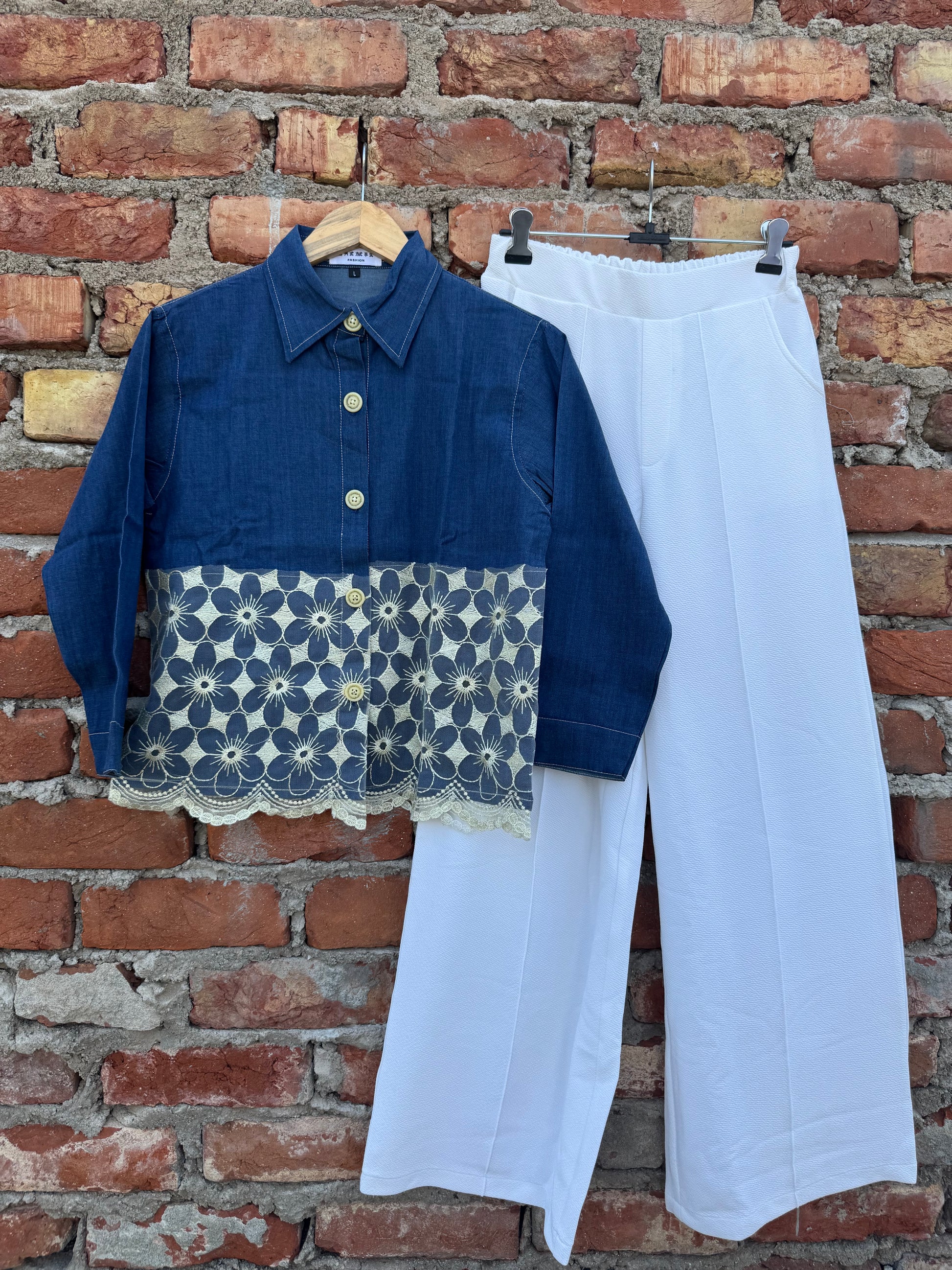 Flora Denim Lace Set