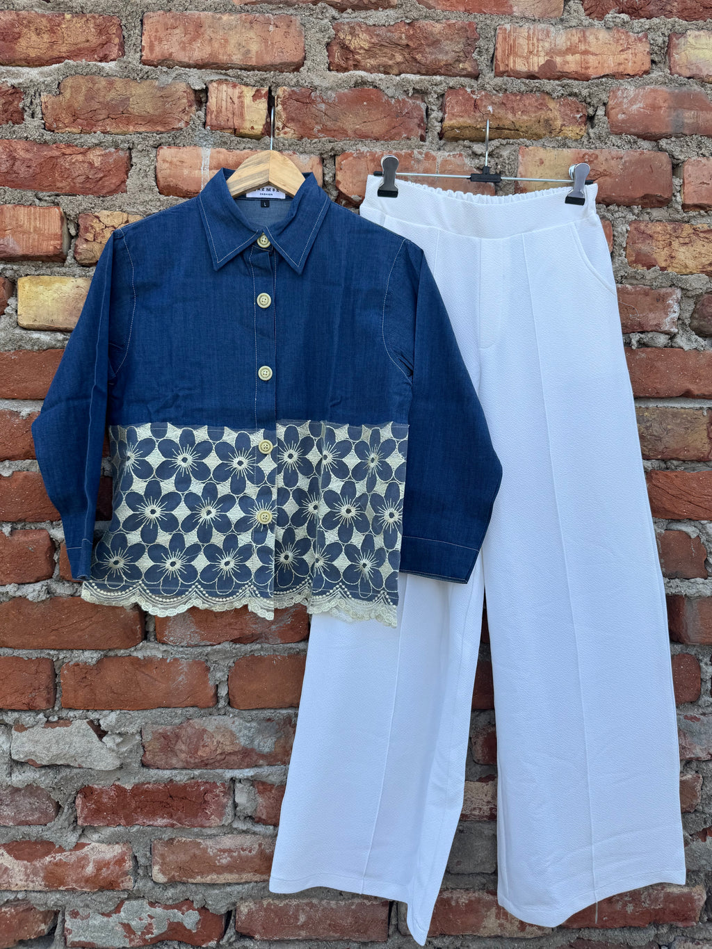 Flora Denim Lace Set